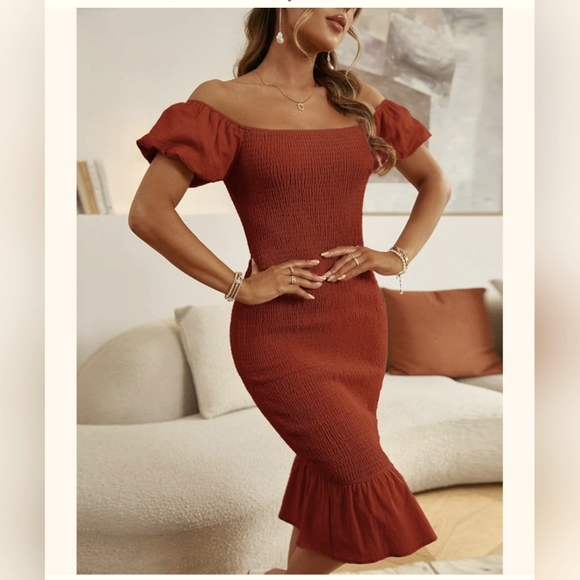 NWT Simplee Pumpkin Bodycon Stretchy Sexy Dress Size XL - Picture 5 of 9